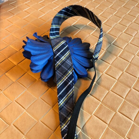 Blue Plaid Headband with Blue Flower by Sheila Bee Designs - Picture 3 of 3